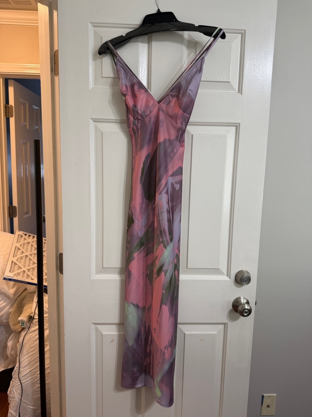 Nasty Gal Pink & Lavender Watercolor Slip Dress